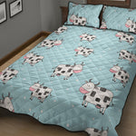 Doodle Cow Pattern Print Quilt Bed Set