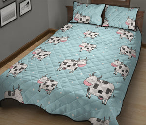 Doodle Cow Pattern Print Quilt Bed Set