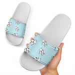 Doodle Cow Pattern Print White Slide Sandals