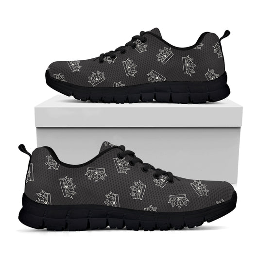 Doodle Crown Pattern Print Black Sneakers