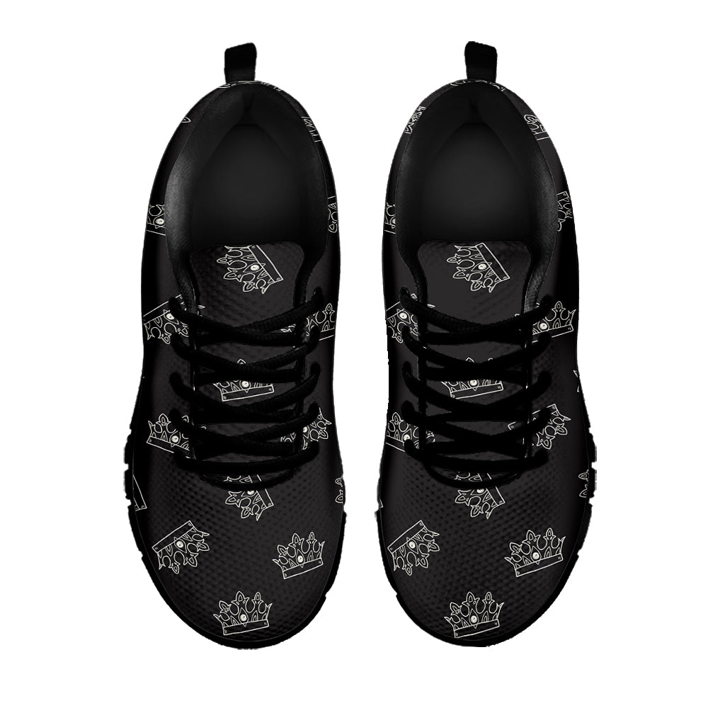 Doodle Crown Pattern Print Black Sneakers
