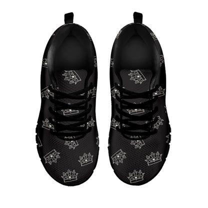 Doodle Crown Pattern Print Black Sneakers