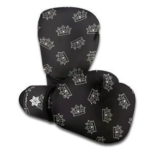 Doodle Crown Pattern Print Boxing Gloves