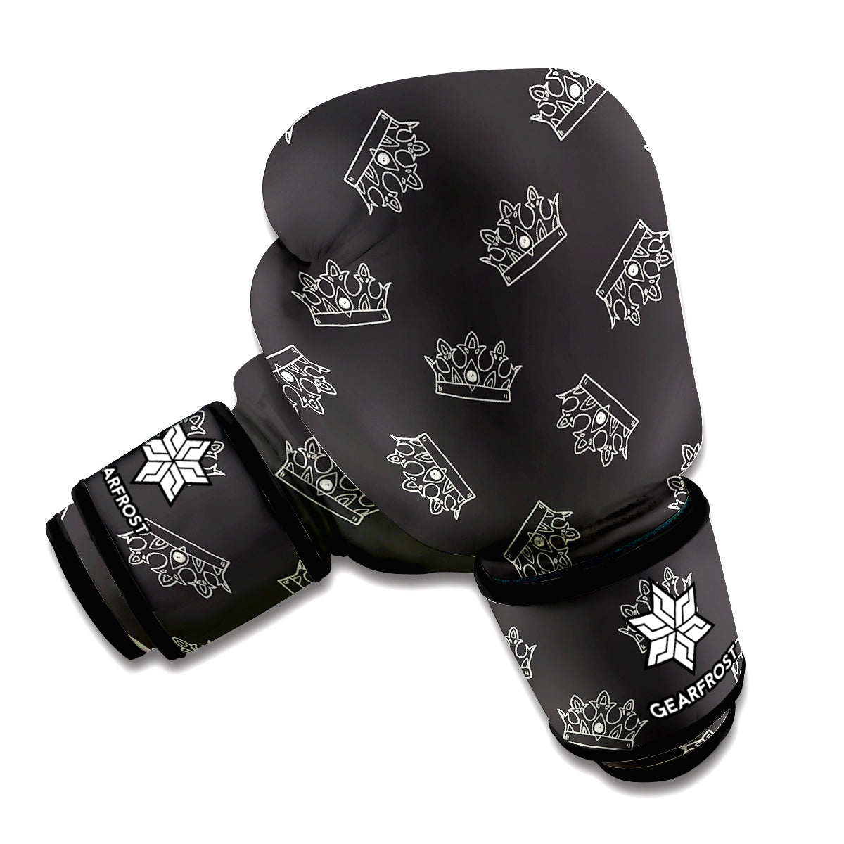 Doodle Crown Pattern Print Boxing Gloves