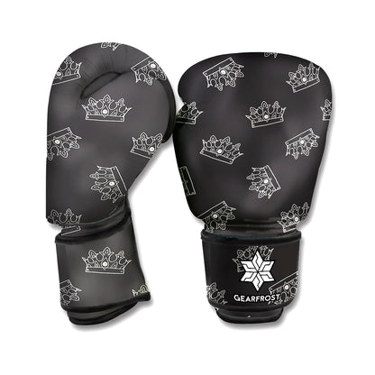 Doodle Crown Pattern Print Boxing Gloves