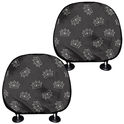 Doodle Crown Pattern Print Car Headrest Covers