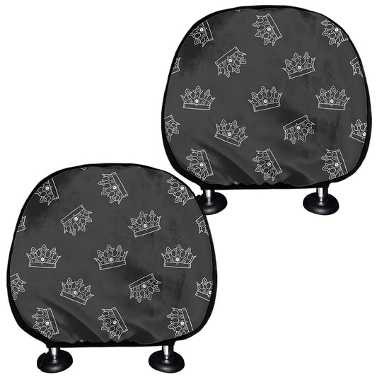 Doodle Crown Pattern Print Car Headrest Covers