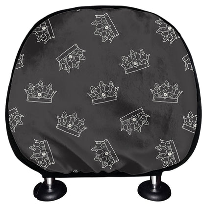 Doodle Crown Pattern Print Car Headrest Covers