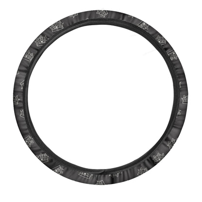 Doodle Crown Pattern Print Car Steering Wheel Cover