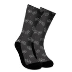 Doodle Crown Pattern Print Crew Socks