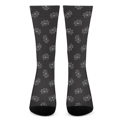 Doodle Crown Pattern Print Crew Socks