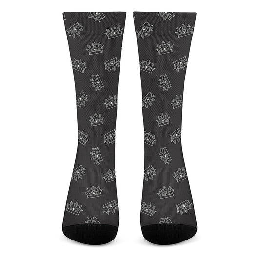 Doodle Crown Pattern Print Crew Socks