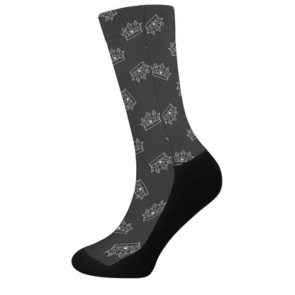 Doodle Crown Pattern Print Crew Socks