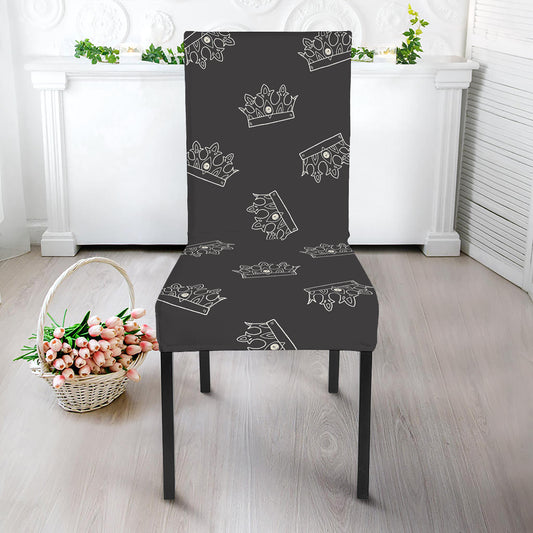 Doodle Crown Pattern Print Dining Chair Slipcover