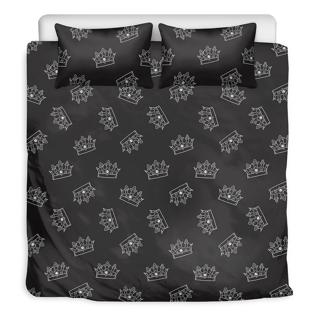 Doodle Crown Pattern Print Duvet Cover Bedding Set
