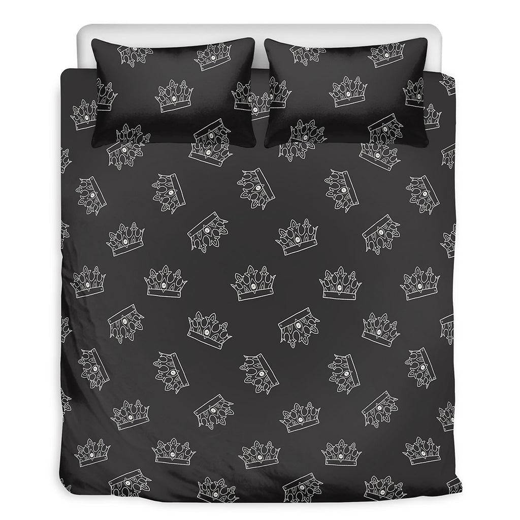 Doodle Crown Pattern Print Duvet Cover Bedding Set