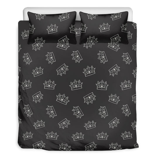 Doodle Crown Pattern Print Duvet Cover Bedding Set