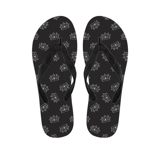 Doodle Crown Pattern Print Flip Flops