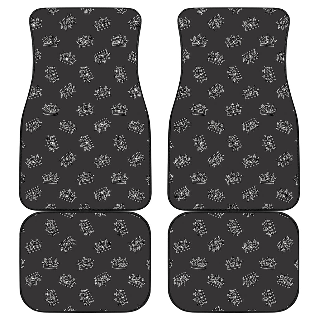 Doodle Crown Pattern Print Front and Back Car Floor Mats