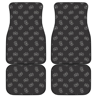 Doodle Crown Pattern Print Front and Back Car Floor Mats