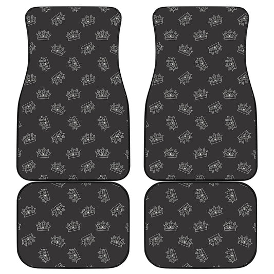Doodle Crown Pattern Print Front and Back Car Floor Mats