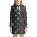 Doodle Crown Pattern Print Pullover Hoodie Dress