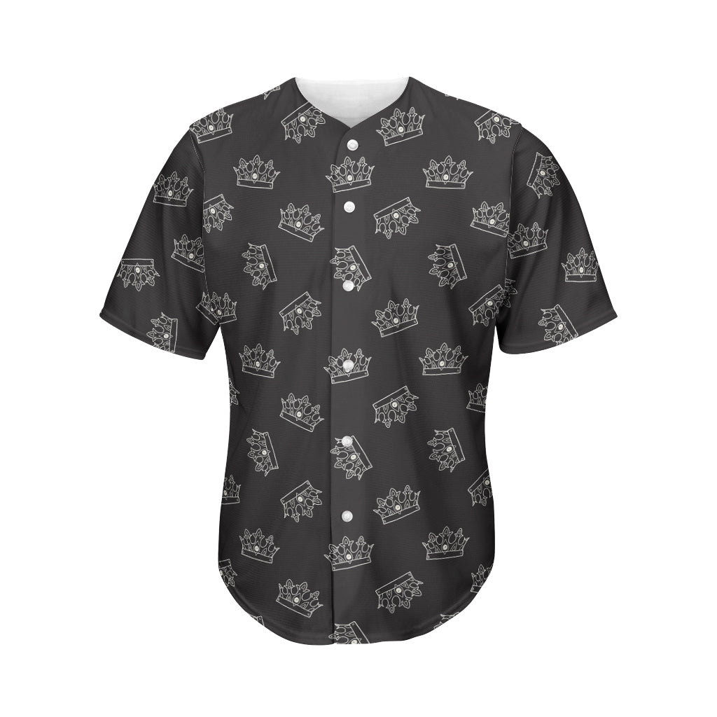 Doodle Crown Pattern Print Men's Baseball Jersey