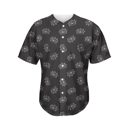 Doodle Crown Pattern Print Men's Baseball Jersey