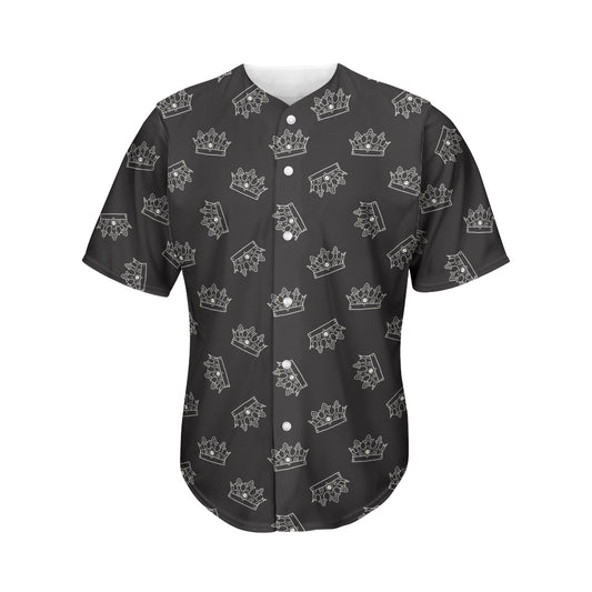 Doodle Crown Pattern Print Men's Baseball Jersey