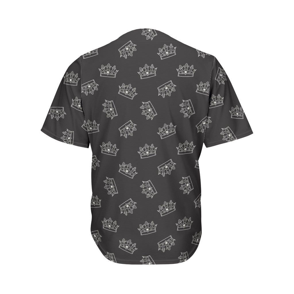 Doodle Crown Pattern Print Men's Baseball Jersey