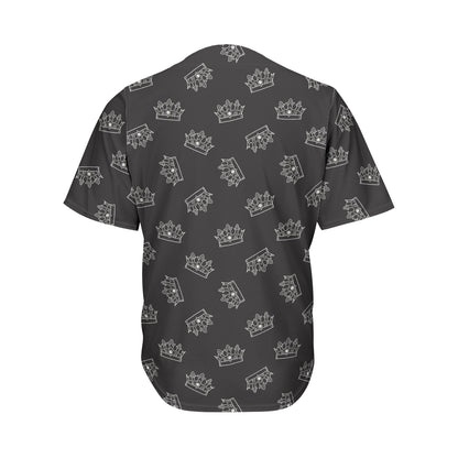 Doodle Crown Pattern Print Men's Baseball Jersey