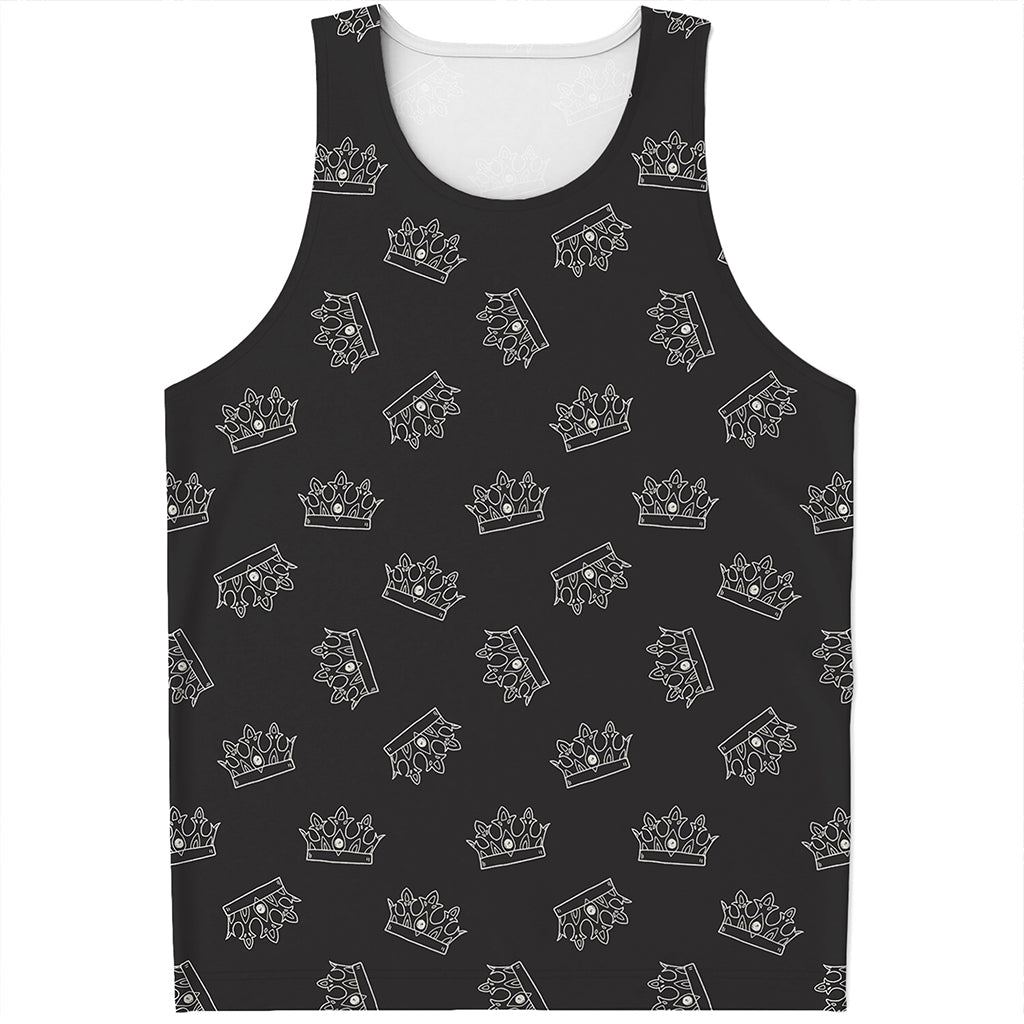 Doodle Crown Pattern Print Men's Tank Top