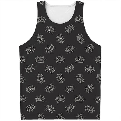 Doodle Crown Pattern Print Men's Tank Top
