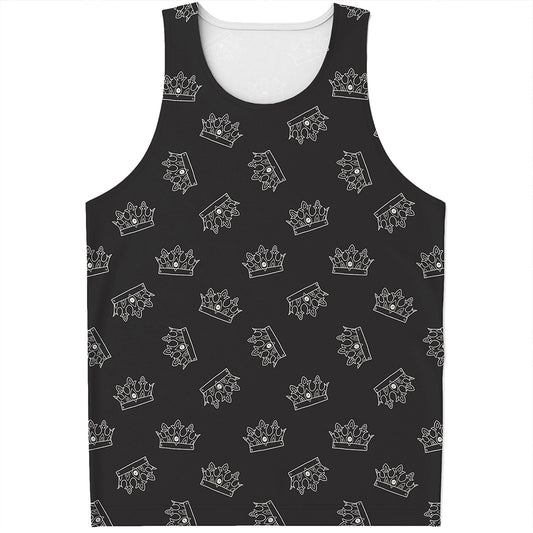 Doodle Crown Pattern Print Men's Tank Top