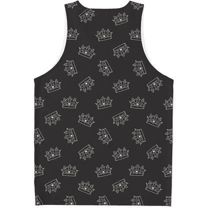 Doodle Crown Pattern Print Men's Tank Top