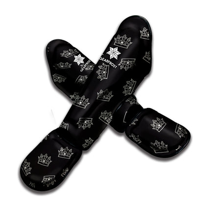 Doodle Crown Pattern Print Muay Thai Shin Guard