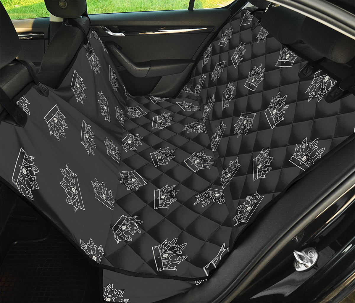 Doodle Crown Pattern Print Pet Car Back Seat Cover