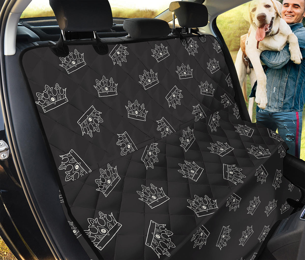 Doodle Crown Pattern Print Pet Car Back Seat Cover