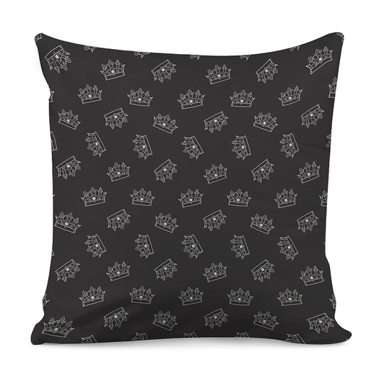 Doodle Crown Pattern Print Pillow Cover