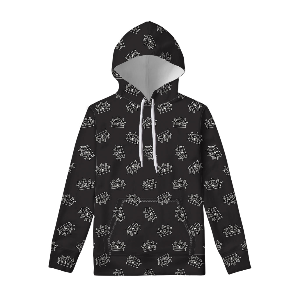 Doodle Crown Pattern Print Pullover Hoodie