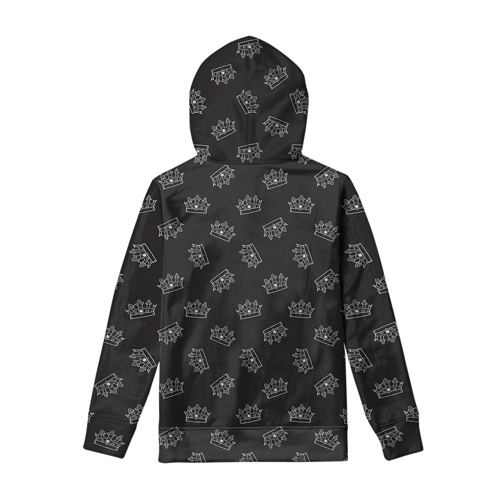 Doodle Crown Pattern Print Pullover Hoodie