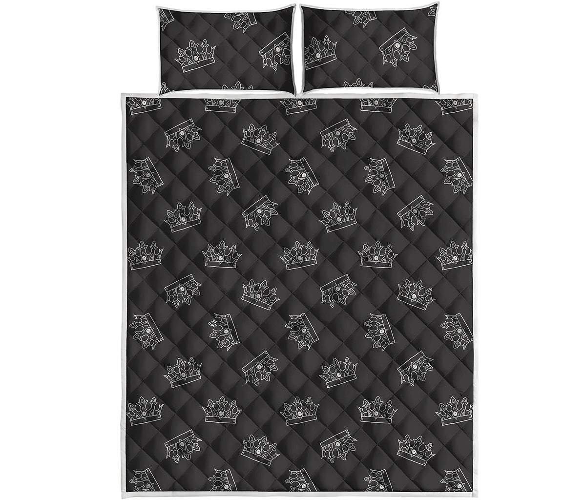 Doodle Crown Pattern Print Quilt Bed Set
