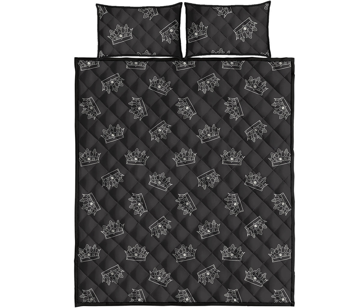 Doodle Crown Pattern Print Quilt Bed Set