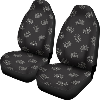 Doodle Crown Pattern Print Universal Fit Car Seat Covers