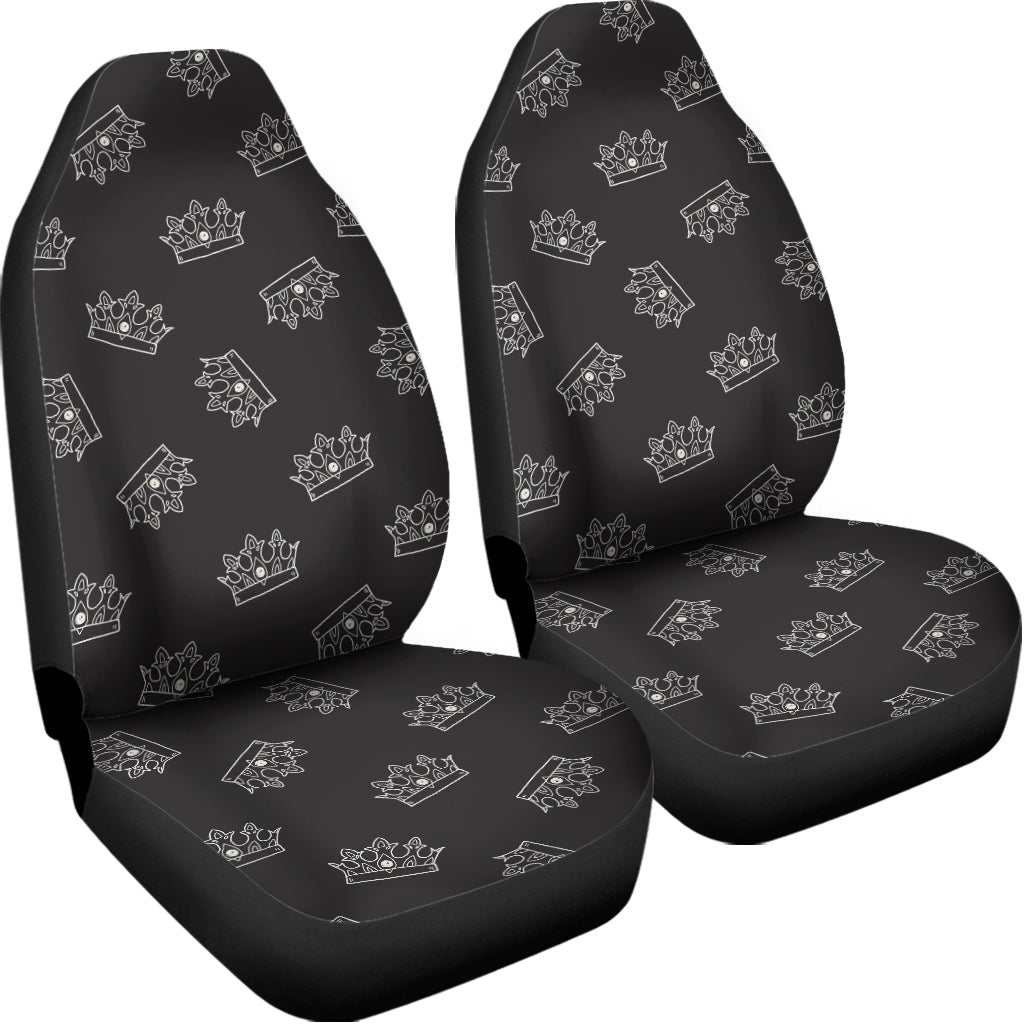 Doodle Crown Pattern Print Universal Fit Car Seat Covers