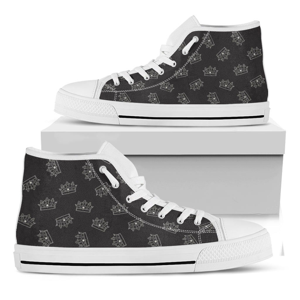 Doodle Crown Pattern Print White High Top Shoes