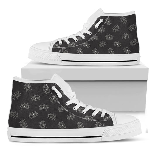 Doodle Crown Pattern Print White High Top Shoes