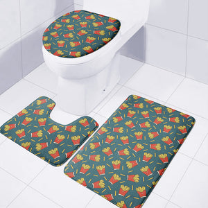 Doodle French Fries Pattern Print 3 Piece Bath Mat Set