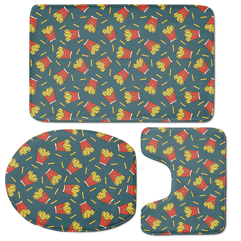 Doodle French Fries Pattern Print 3 Piece Bath Mat Set