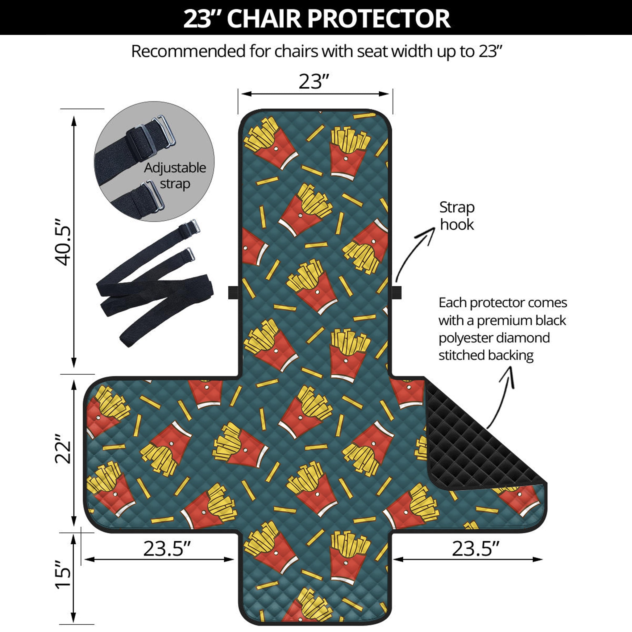 Doodle French Fries Pattern Print Armchair Protector